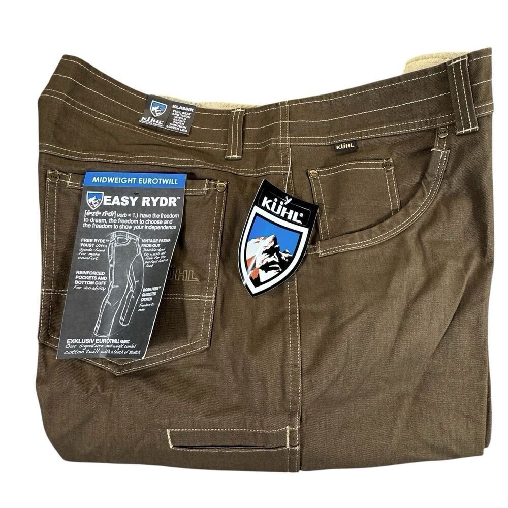 NWT Kuhl 42/30 Easy RYDR Pants Men's Mid Weight Euro Twill Dark Khaki Ryder Kühl